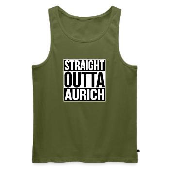 Straight Outta Aurich - Männer Premium Bio Tank Top - Khaki - Vorne - Michal (187cm)