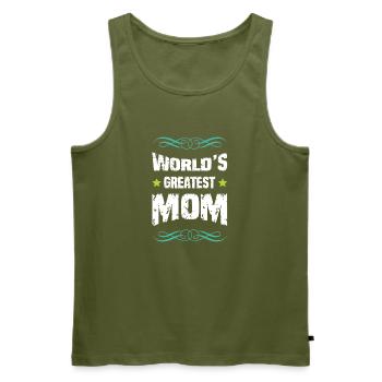 World's Greatest Mom Shirt - Men's Premium Organic Tank Top - khaki - Front - Michal (187cm)