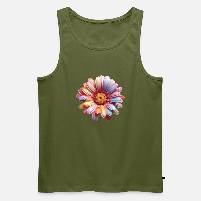 Regenbogen Gänseblümchen – Bunte Flowerpower - Männer Premium Bio Tank Top - Khaki