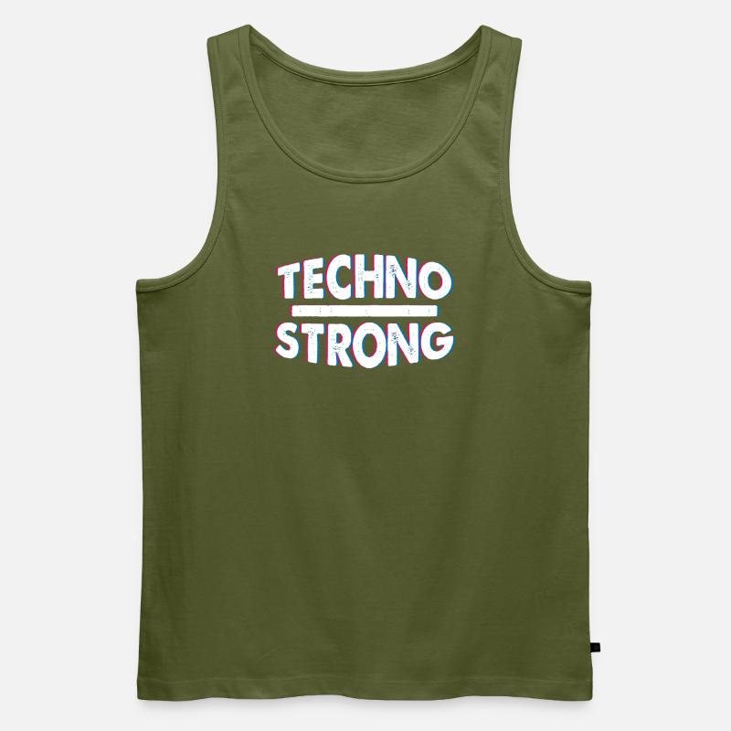Techno Strong Neon Glitch - Männer Premium Bio Tank Top - Khaki
