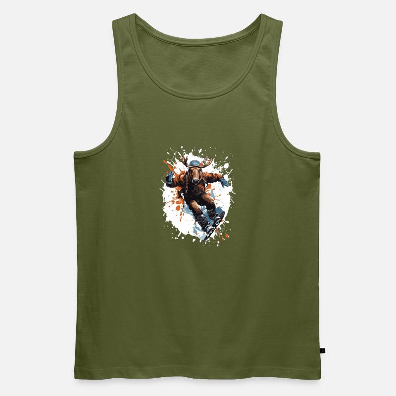 Elch Snowboard - Männer Premium Bio Tank Top - Khaki