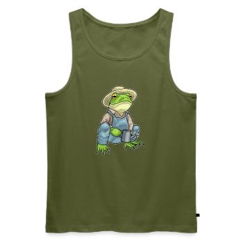 Frog Farmer Watering Can Farm - Men's Premium Organic Tank Top - khaki - Front - Michal (187cm)