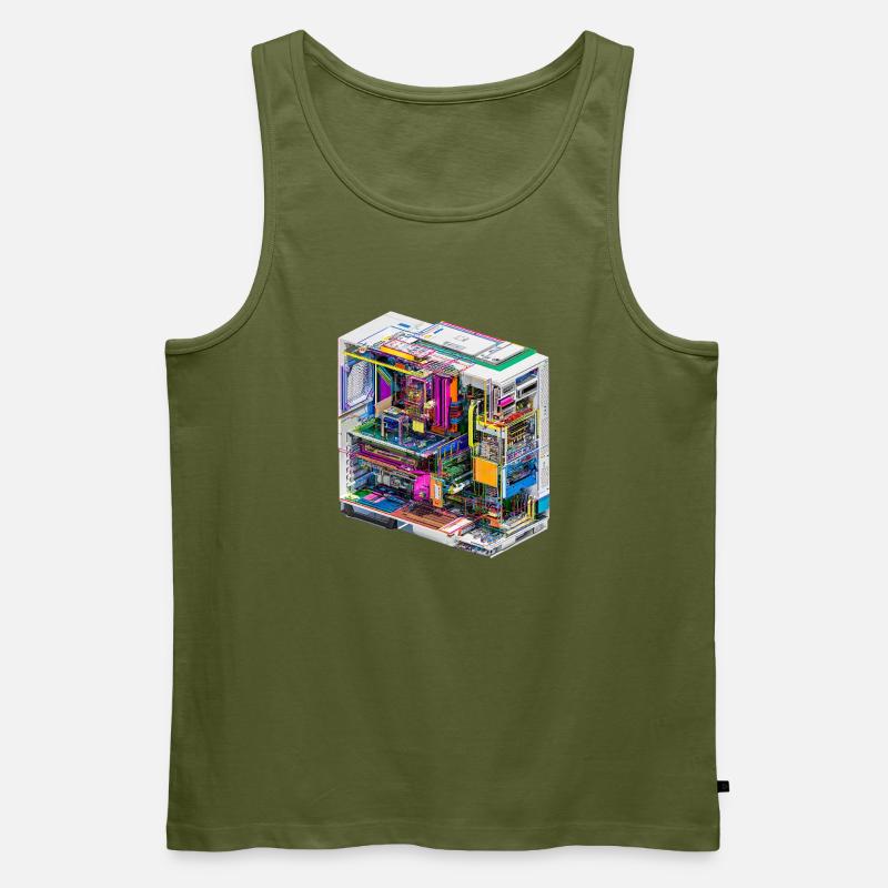 Buntes Innenleben eines Computers - Männer Premium Bio Tank Top - Khaki