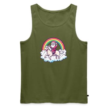 Pferd Weihnachtsmann Weihnachten - Männer Premium Bio Tank Top - Khaki - Vorne - Michal (187cm)