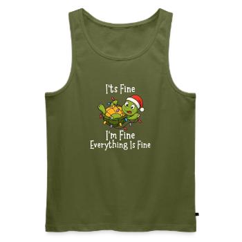 Funny Christmas Turtle It's Fine Everything fine - Men's Premium Organic Tank Top - khaki - Front - Michal (187cm)