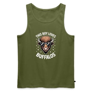 Buffalo Dire les gars drôle Buffalo cadeau - Débardeur bio Premium Homme - kaki - Devant - Michal (187cm)