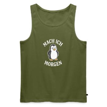 Mach ich Morgen Pinguin - Männer Premium Bio Tank Top - Khaki - Vorne - Michal (187cm)
