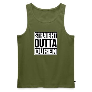 Straight Outta Düren - Männer Premium Bio Tank Top - Khaki - Vorne - Michal (187cm)