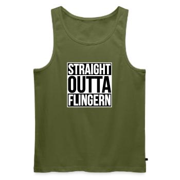 STRAIGHT OUTTA FLINGERN - Men's Premium Organic Tank Top - khaki - Front - Michal (187cm)