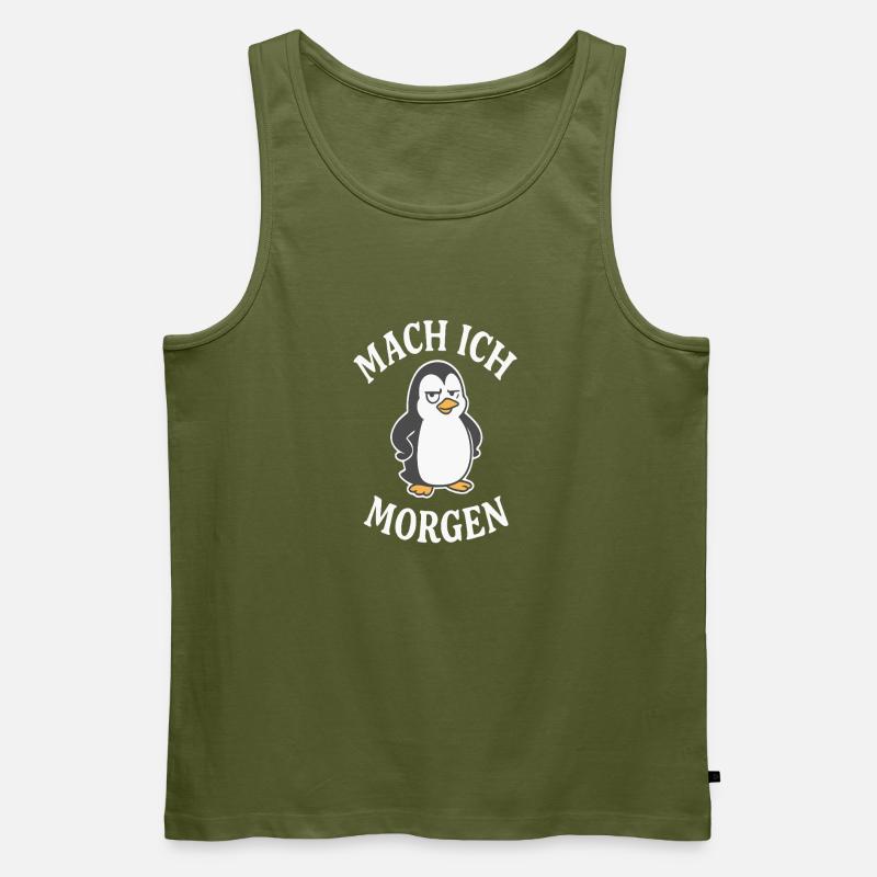 Prokrastinierender Pinguin Spruch - Männer Premium Bio Tank Top - Khaki