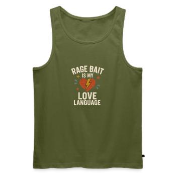 Rage Bait Love Language, lustiger Spruch - Männer Premium Bio Tank Top - Khaki - Vorne - Michal (187cm)