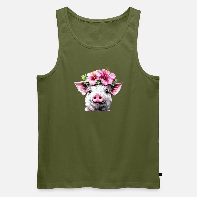Hibiskuskrone Schwein - Männer Premium Bio Tank Top - Khaki