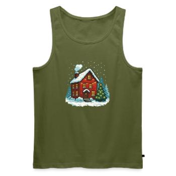 Winterhaus mit Lichterglanz - Männer Premium Bio Tank Top - Khaki - Vorne - Michal (187cm)