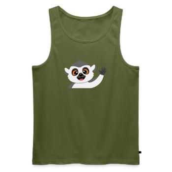 Winkender Lemur Freund - Männer Premium Bio Tank Top - Khaki - Vorne - Michal (187cm)