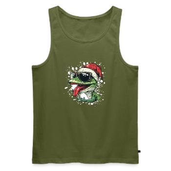Lizard Christmas Funny Gecko - Men's Premium Organic Tank Top - khaki - Front - Michal (187cm)