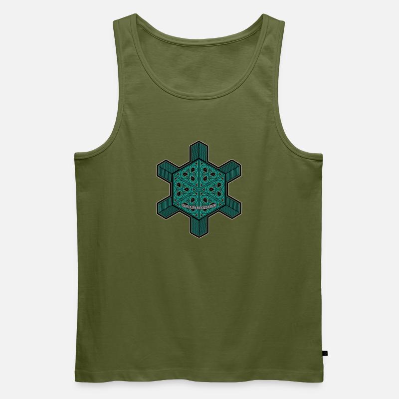 Fraktal Evolution Experience Yoga Meditation Goa - Männer Premium Bio Tank Top - Khaki