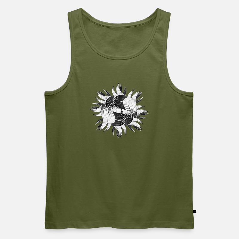 Abstrakte Formen – Dynamisches Schwarz-Weiß Design - Männer Premium Bio Tank Top - Khaki