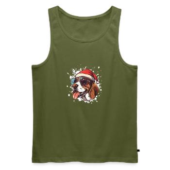 Beagle Hund Weihnachten Lustig - Männer Premium Bio Tank Top - Khaki - Vorne - Michal (187cm)