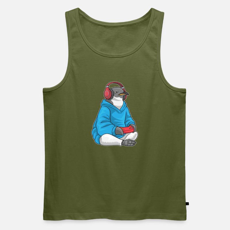 Pinguin Gamer Controller - Männer Premium Bio Tank Top - Khaki