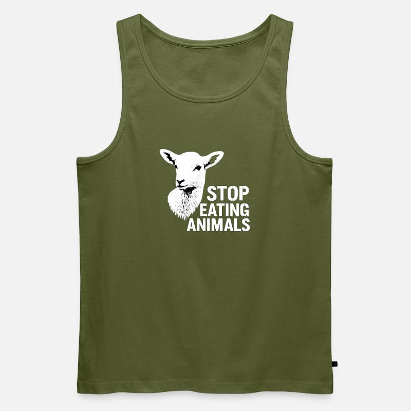 Stop Eating Animals Vegane Botschaft - Männer Premium Bio Tank Top - Khaki