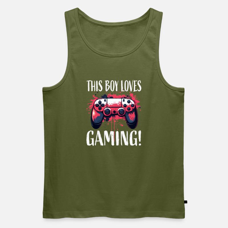This Boy Loves Gaming Controller Art - Männer Premium Bio Tank Top - Khaki