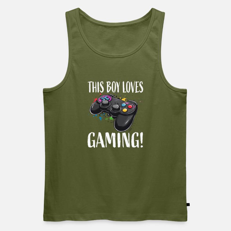 Junge liebt Gaming Controller - Männer Premium Bio Tank Top - Khaki