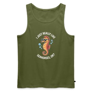 Seepferdchen Spruch Lustiges Seepferdchen Geschenk - Männer Premium Bio Tank Top - Khaki - Vorne - Michal (187cm)