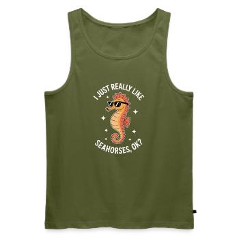 Seepferdchen Spruch Lustiges Seepferdchen Geschenk - Männer Premium Bio Tank Top - Khaki - Vorne - Michal (187cm)