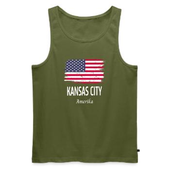 Kansas City - Débardeur bio Premium Homme - kaki - Devant - Michal (187cm)