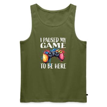 Gamer Pause Controller Color Explosion - Men's Premium Organic Tank Top - khaki - Front - Michal (187cm)