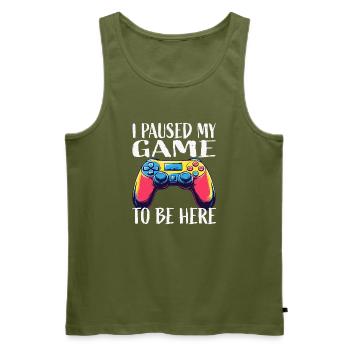 Paused My Game To Be Here - Männer Premium Bio Tank Top - Khaki - Vorne - Michal (187cm)