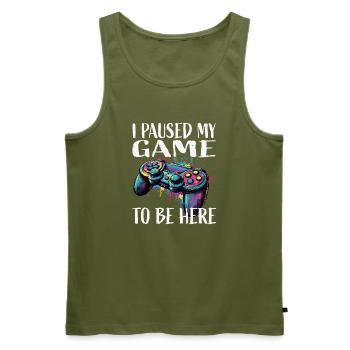Ich hab mein Spiel pausiert – Controller Kunst - Männer Premium Bio Tank Top - Khaki - Vorne - Michal (187cm)