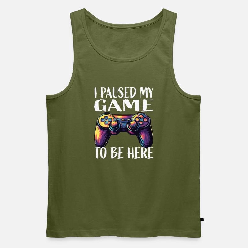 Spiel Pause Neon Controller - Männer Premium Bio Tank Top - Khaki