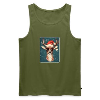Reindeer Deer Antlers Reindeer Vintage Christmas - Men's Premium Organic Tank Top - khaki - Front - Michal (187cm)