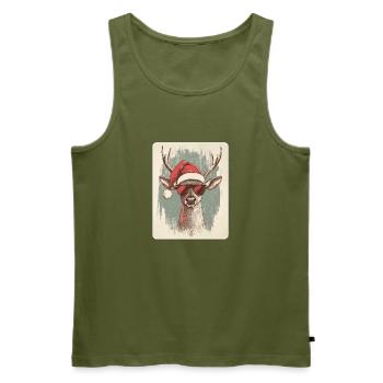 Reindeer Deer Antlers Reindeer Vintage Christmas - Men's Premium Organic Tank Top - khaki - Front - Michal (187cm)