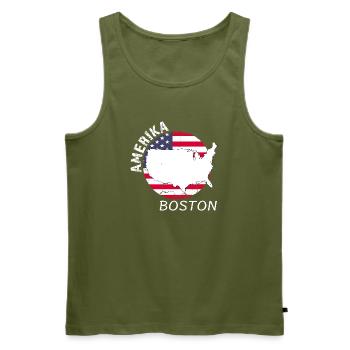 Boston - Débardeur bio Premium Homme - kaki - Devant - Michal (187cm)