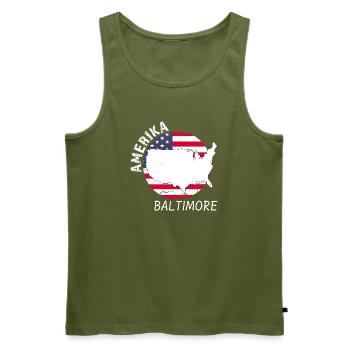 Baltimore - Männer Premium Bio Tank Top - Khaki - Vorne - Michal (187cm)