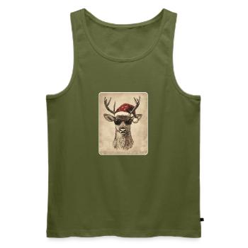 Reindeer Deer Antlers Reindeer Vintage Christmas - Men's Premium Organic Tank Top - khaki - Front - Michal (187cm)