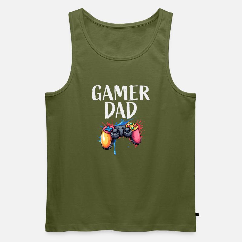 Gamer Papa Controller Splash - Männer Premium Bio Tank Top - Khaki