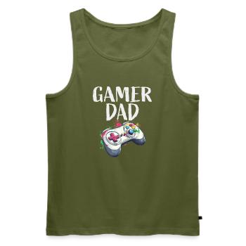 Gamer Dad Controller Splash - Männer Premium Bio Tank Top - Khaki - Vorne - Michal (187cm)