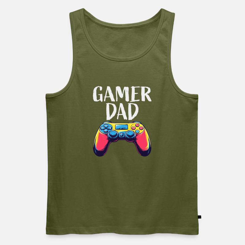 Gamer Dad Controller Grafik - Männer Premium Bio Tank Top - Khaki