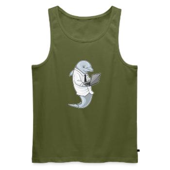 Dolphin Laptop - Men's Premium Organic Tank Top - khaki - Front - Michal (187cm)