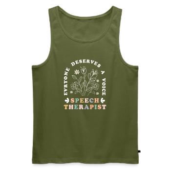 Speech therapist, speech therapist, speech therapy - Men's Premium Organic Tank Top - khaki - Front - Michal (187cm)