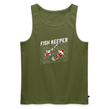 Fish Keeper Fish Pond Style Hobby Style minimaliste - Débardeur bio Premium Homme - kaki - Devant - Michal (187cm)