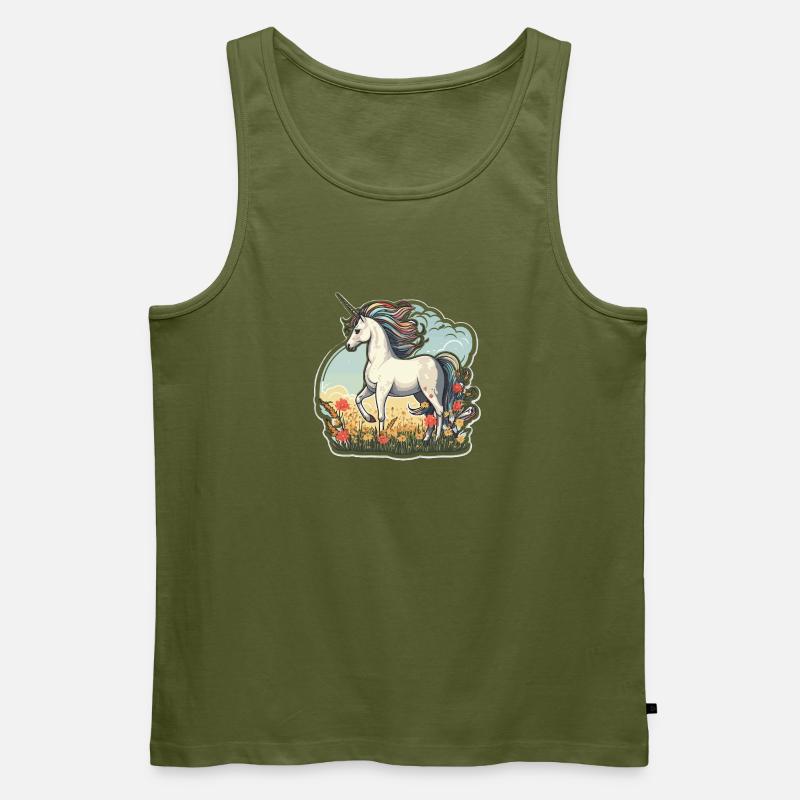 Einhorn im Sonnenfeld - Männer Premium Bio Tank Top - Khaki