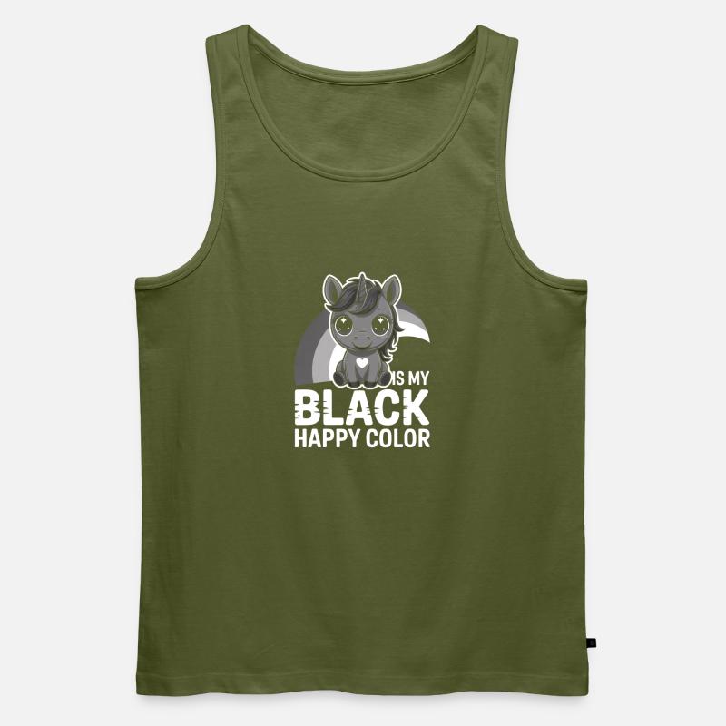 Grauer Einhorn-Regenbogen - Männer Premium Bio Tank Top - Khaki