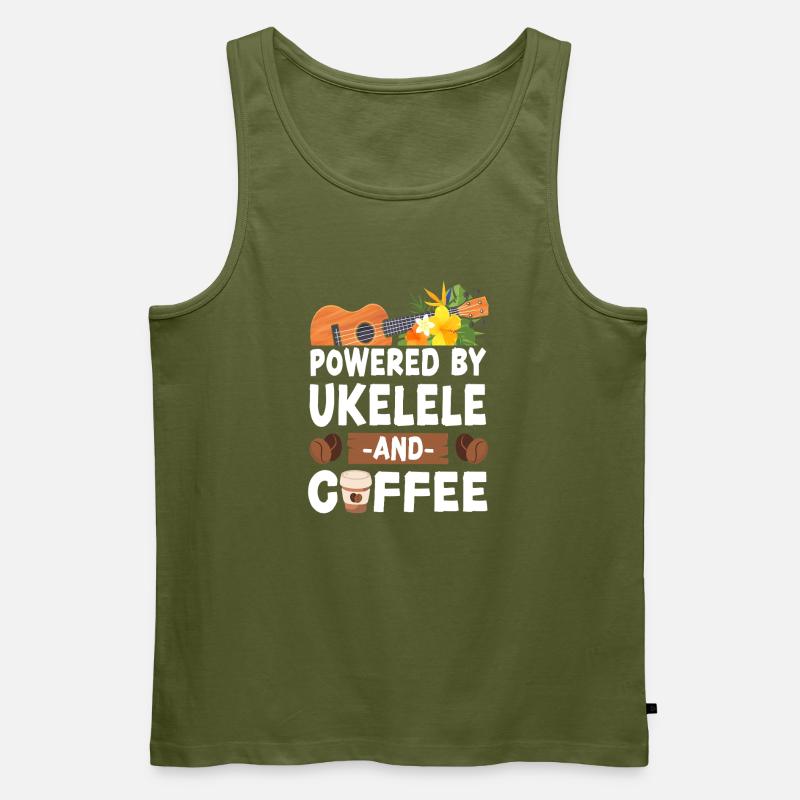 Hawaiian Ukulele Uke Coffee - Männer Premium Bio Tank Top - Khaki