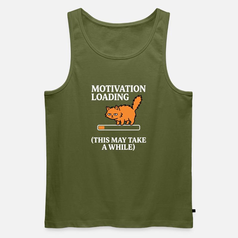 Motivation Loading Müde Katze mit Ladebalken - Männer Premium Bio Tank Top - Khaki