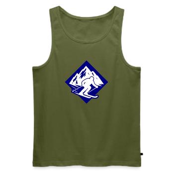 Ski Sport Silhouette Mountains - Men's Premium Organic Tank Top - khaki - Front - Michal (187cm)