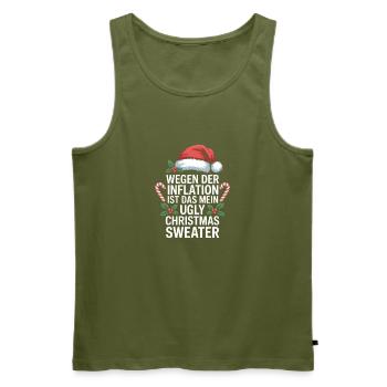 Inflationswitz Ugly Christmas Sweater - Männer Premium Bio Tank Top - Khaki - Vorne - Michal (187cm)